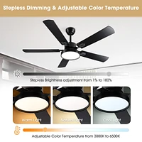 DELight 52" Ceiling Fan with Light Remote Control Led Chandelier Lamp 6 Speed Reversible