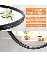 Slickblue 24" Black Circle Bathroom Mirror with Explosion-proof Film