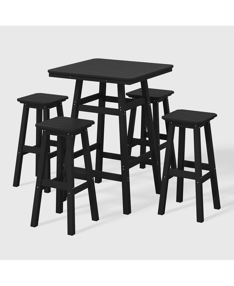 WestinTrends 5-Piece Hdpe Outdoor Patio Dining Bar Bistro Table Set with Stools