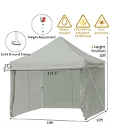 Slickblue 10 x 10 Feet Pop up Gazebo with 4 Height and Adjust Folding Awning