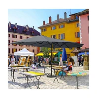 15FT Double-sided Patio Umbrella Sun Shade Fade Resistant Crank Outdoor Garden Market