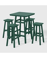 WestinTrends 5-Piece Hdpe Outdoor Patio Dining Bar Bistro Table Set with Stools