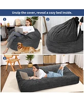 Caromio Convertible Giant Bean Bag Chair Bed Floor Mattress Large Sofa Couch, High-Density Foam Filled