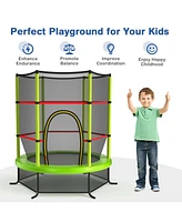 Slickblue Kids Recreational Trampoline Bouncing Jumping Mat with Enclosure Net