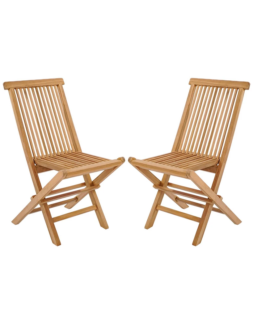 Slickblue Set of 2 Indonesia Teak Patio Folding Chairs with High Back and Slatted Seat