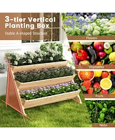 Slickblue 3-Tier Garden Bed with Storage Shelf 2 Hanging Hooks and 3 Bed Liners