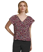 Calvin Klein Women's Printed Short-Sleeve Blouse