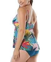 Coco Reef Womens Printed Bra Sized Tankini Top High Waist Bottoms