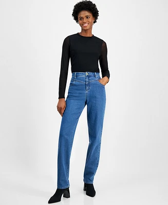 I.n.c. International Concepts Women's High-Rise Straight-Leg Denim Jeans, Created for Macy's