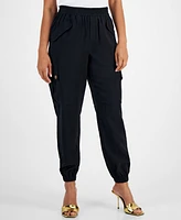 I.n.c. International Concepts Women's Solid Pull-On Cargo Jogger Pants, Created for Macy's