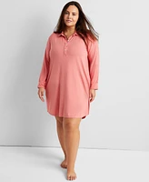 State of Day Women's Fluid-Knit Collared Sleepshirt Xs-3X, Created for Macy's