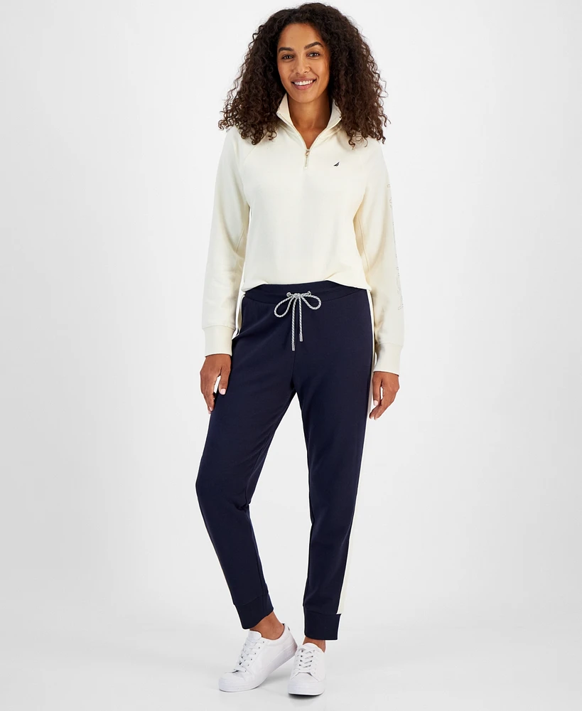 Nautica Jeans Women's Drawstring Side-Striped Jogger Pants