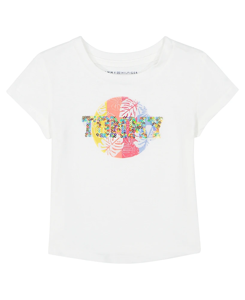 Tommy Hilfiger Toddler Girls Surf Stiched Sequin Logo Graphic T-Shirt