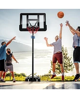Slickblue 4.25-10 Feet Adjustable Basketball Hoop System with 44 Inch Backboard-a