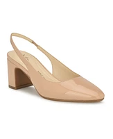 Nine West Women's Sinead 9X9 Block Heel Slingback Dress Pumps - Medium Natural