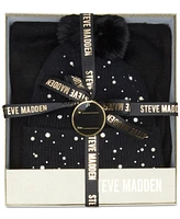 Steve Madden Women's 2-Pc. Embellished Beanie & Scarf Boxed Gift Set