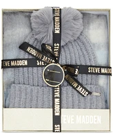 Steve Madden Women's 2-Pc. Pom Beanie & Scarf Boxed Gift Set