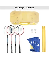 Slickblue Portable Badminton Set Folding Tennis Badminton Volleyball Net