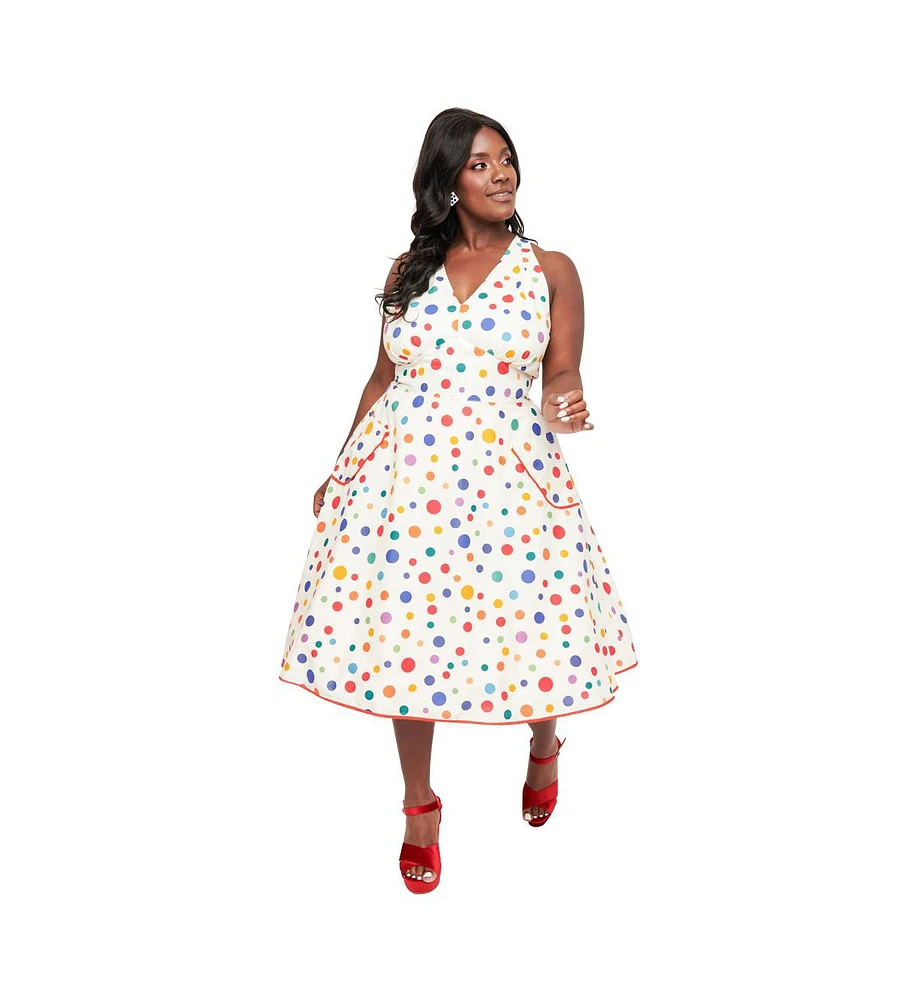 1950s Vestido Retro Plus Size Plus Size Women Polka Dot Print