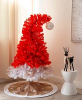 Nearly Natural 5ft. Pre-Lit Artificial Holiday Red Santa's Hat Christmas Tree with 300 Led Lights and 720 Tips