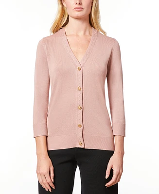 Melissa Paige Women's V-Neck Button-Front Cardigan