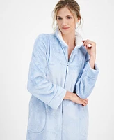 Charter Club Women's Long Snowflake Embossed Zip-Front Robe, Created for Macy's