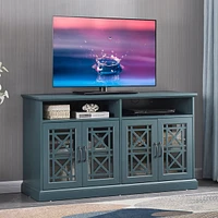 Streamdale Furniture 53 Wooden Tv Console, Storage Buffet Cabinet, Sideboard With Glass Door And Adjustable Shelves