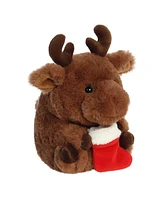 Aurora Mini Markus Moose Rolly Pet Festive Plush Toy Brown 5"