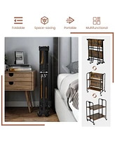 Sugift Foldable Rolling Cart with Storage Shelves for Kitchen