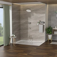 10" Rain Shower Head Systems With Waterfall Tub Spout, Brushed Nickel, Wall Mounted Shower