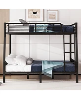 Streamdale Furniture Full Xl Over Queen Metal Bunk Bed with Ladder and Slats Support for Adults Teens, Black