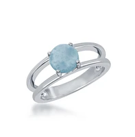 Caribbean Treasures Sterling Silver Round Pronged Larimar Ring