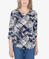 Alfred Dunner Classic Abstract Textured Patchwork Top