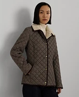 Lauren Ralph Women's Faux-Sherpa-Collar Quilted Coat