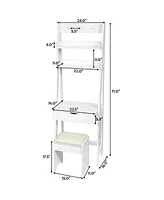 Sugift 3-in-1 Modern Shelf Vanity Set with Flip Top Mirror and 6 Makeup Organizers