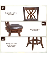 360° Swivel Counter Height Chairs with Pu Leather Cushioned Seat and Footrests