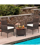 Sugift 2 Pieces Outdoor Pe Rattan Armchairs with Removable Cushions