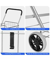 Sugift Portable Folding Shopping Cart Utility for Grocery Laundry