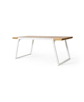 Minimalist Chic Acacia Wood Slat Panel Dining Table