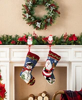 Glitzhome Set of 2 Christmas Epoxy Resin Santa Snowman Stocking Holder