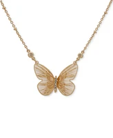 lonna & lilly Gold-Tone Pave Butterfly Pendant Necklace, 16" + 3" extender