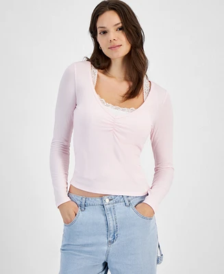 Hippie Rose Juniors' Two-Piece Long-Sleeve Ribbed Tee