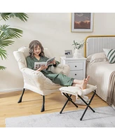 Slickblue Modern Accent Sofa Chair with Folding Footrest and Side Pocket