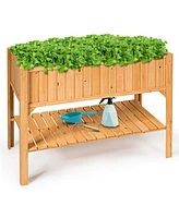 Sugift Wooden Elevated Planter Box Shelf Suitable for Garden Use