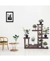 Sugift 6-Tier Garden Wooden Plant Flower Stand Shelf for Multiple Plants Indoor or Outdoor