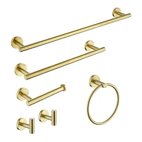 Streamdale Furniture 6-Pieces Brushed Gold Bathroom Hardware Set Sus304 Stainless Steel Round Wall Mounted Include