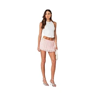 Edikted Women's Abrielle Tiered Chiffon Mini Skirt - Light