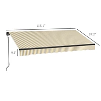 Retractable Awning Water & Uv Resistant, Adjustable Shade for Patios