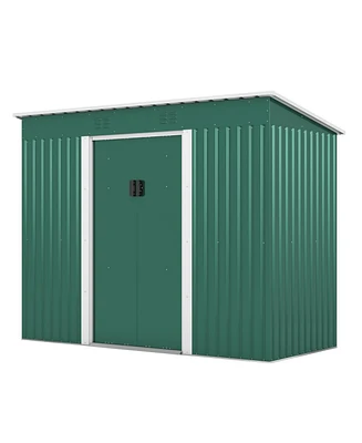 Streamdale Furniture Xl Galvanized Steel Outdoor Storage Shed with Sloped Roof and Vents