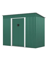 Simplie Fun Xl Galvanized Steel Outdoor Storage Shed with Sloped Roof and Vents